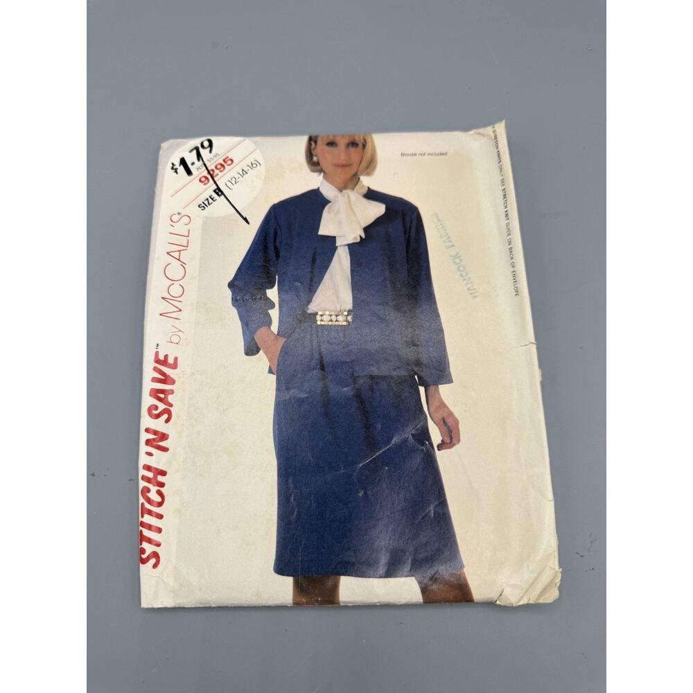 Vintage McCalls 9295 Sewing Pattern Misses Shirt Skirt Size 12 14 16